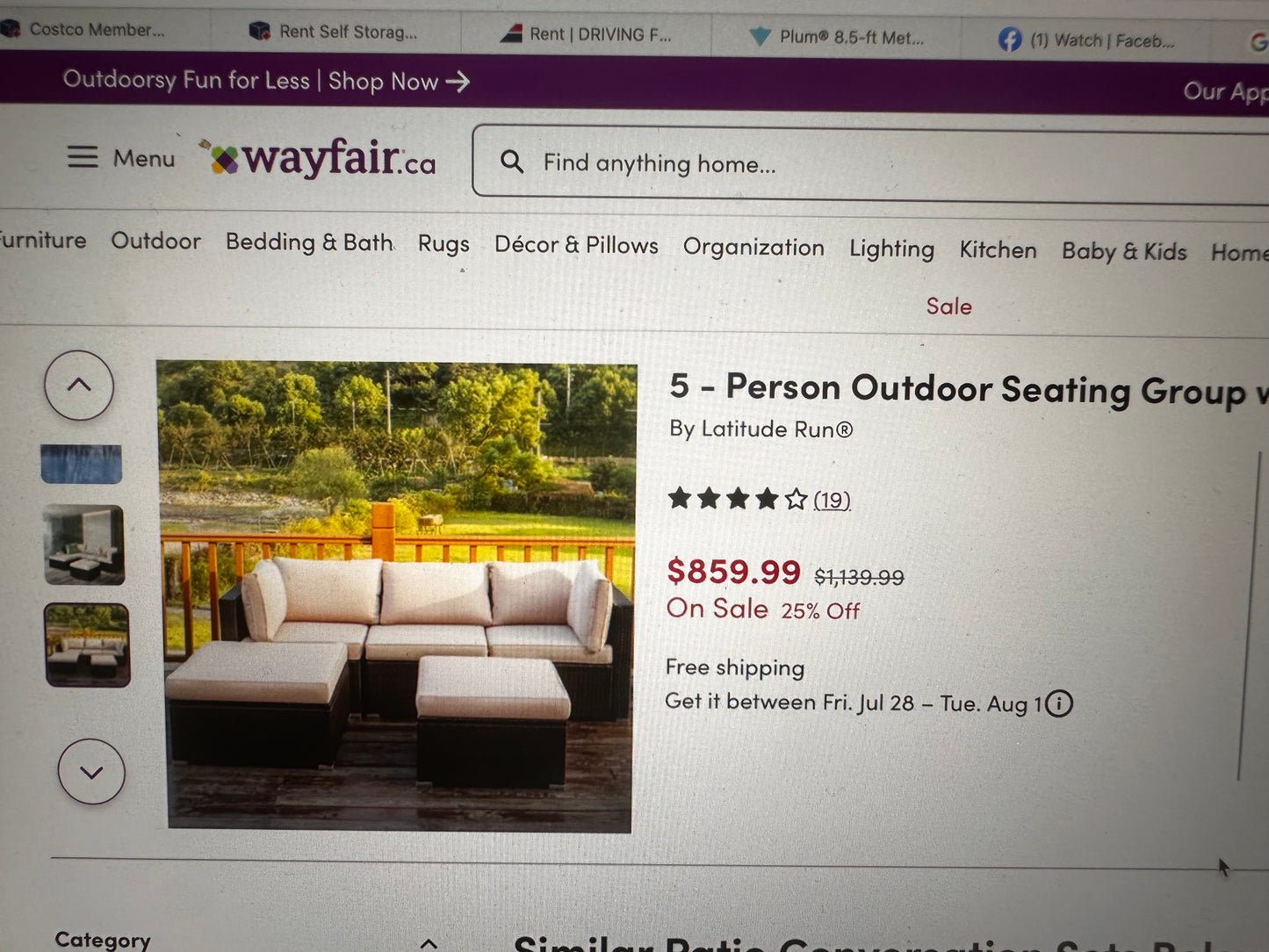 Outdoor Patio Sectional w/ Coffee Table (NEW IN BOX)