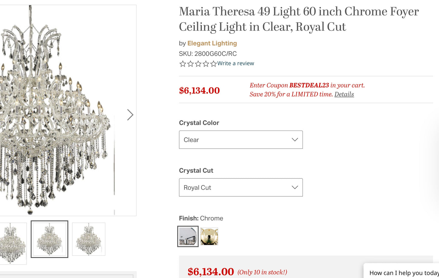 Elegant Lighting - "Maria Theresa" STUNNING, SHIMMERS, ELEGANCE