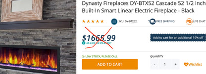 Dynasty "Cascade Series" 52" Smart Electric Fireplace